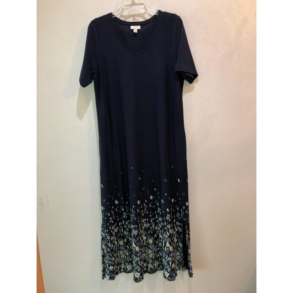 Pure J Jill Womens Large Blue Short Sleeve V Neck Modal Blend Maxi Dress Size L - Picture 3 of 10